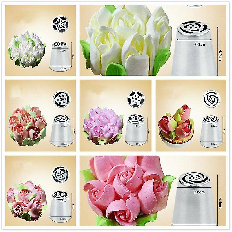7pcs Flower Russian Icing Piping Nozzles Pastry Tips Cake Decorating Baking Tool