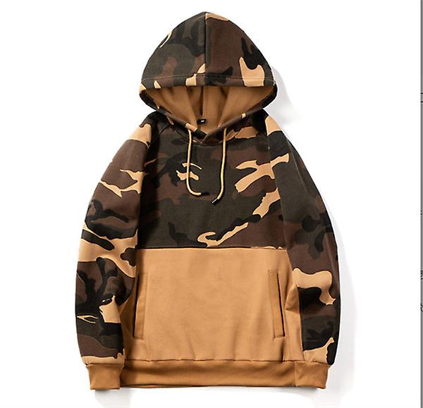 Men's New Autumn Fashion Brand Large Size Trend Camouflage Stitching Sweater Hoodie Sweater Large Pocket Stitching Jacket