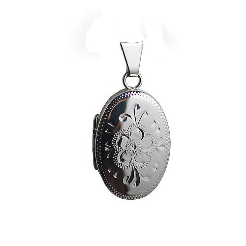Silver 22x15mm oval hand engraved Locket