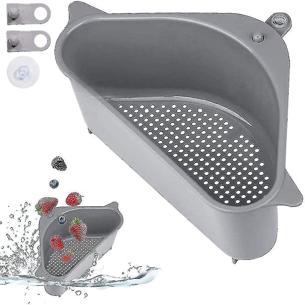 Kitchen Triangular Corner Sink Drain Rack Shelf With Suction Cup