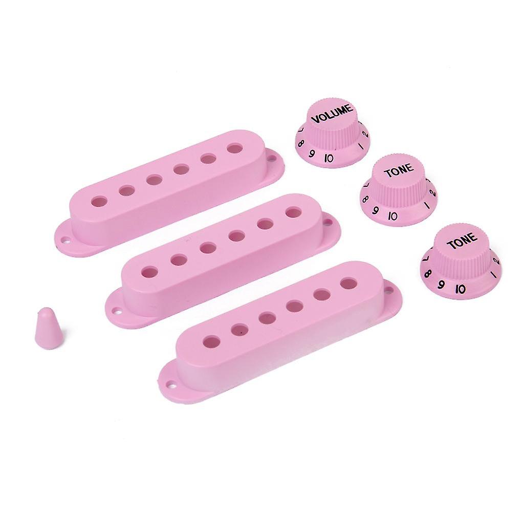Pink Guitar Pickup Cover and Knobs Switch Tip Set