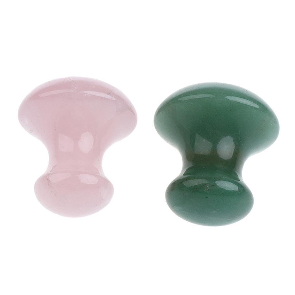 2 Pieces Massage Stone Mushroom Shape Jade Facial Guasha Scraping Tool