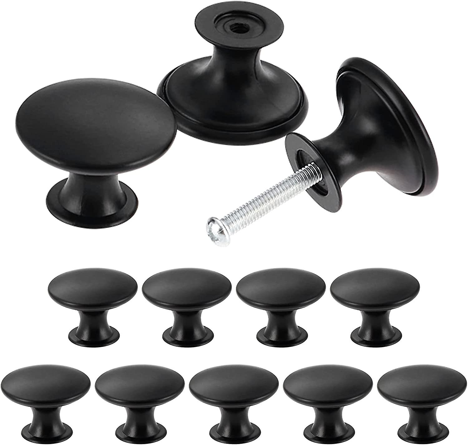 Set of 12 Vintage Chic Cabinet Knobs for Antique Kitchen Drawer, 30mm Round Door Knobs, Black