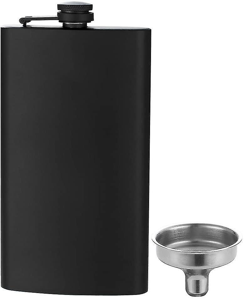 12 oz hip flask para licor matte preto aço inoxidável à prova de vazamento com funil