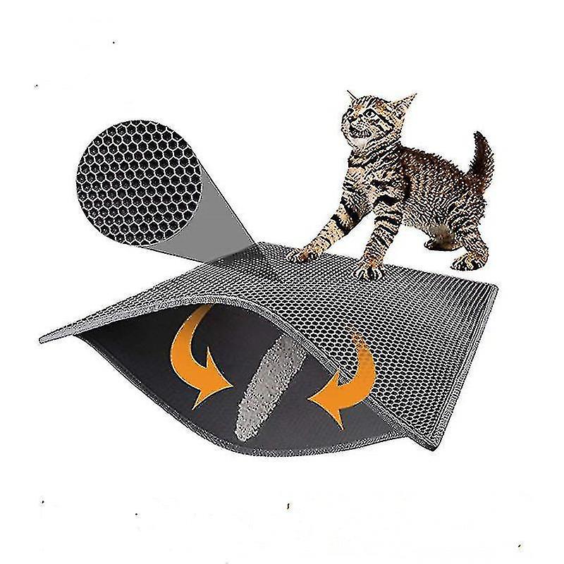 Cat Litter Mat, Foldable Double Layer Waterproof Honeycomb Cat Feeder Floor Protector Mat And Easy C