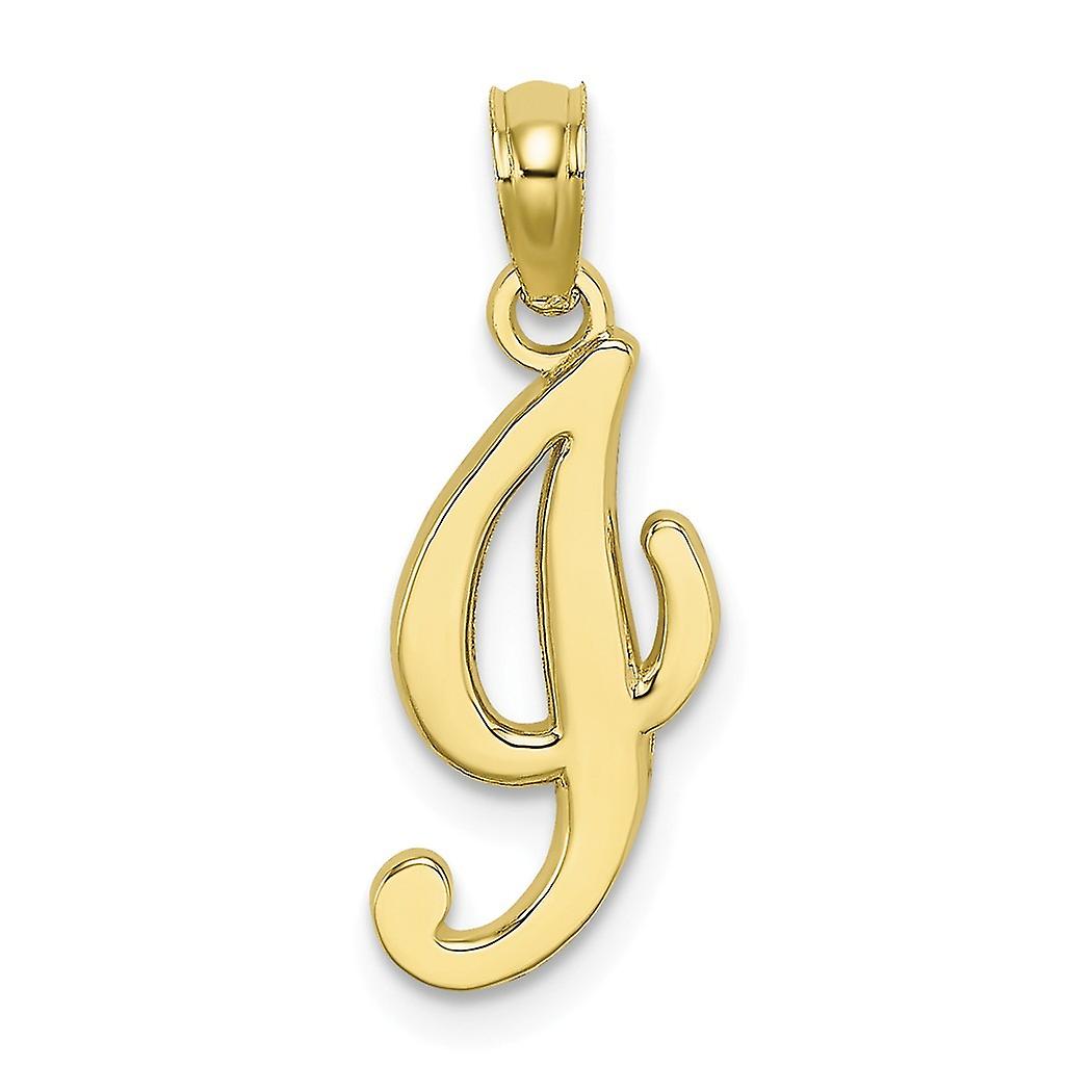 10k Gold I Script Brief Name Personalisiertes Monogramm Initial High Polish Charm 21,5 x 7,85 mm breiter Anhänger Halskette für Frauen