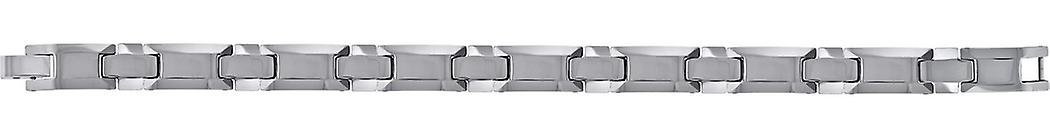 Pulseira masculina de tungstênio com elos polidos, 11 mm, 8,5 polegadas.