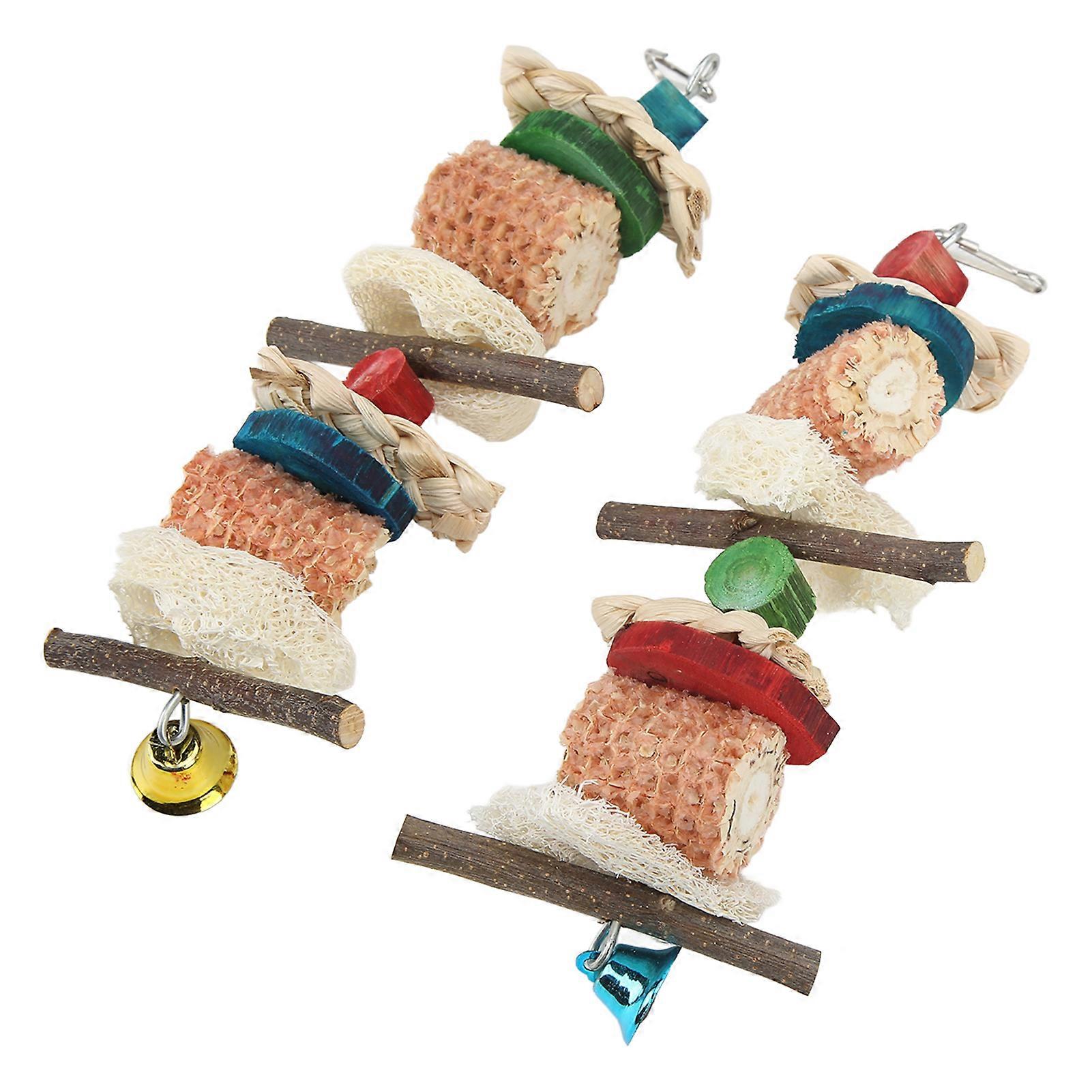 Bird Chewing Toy Natural Hanging Parrot Cage Bite Toy for Small To Medium Sized BirdsType A 