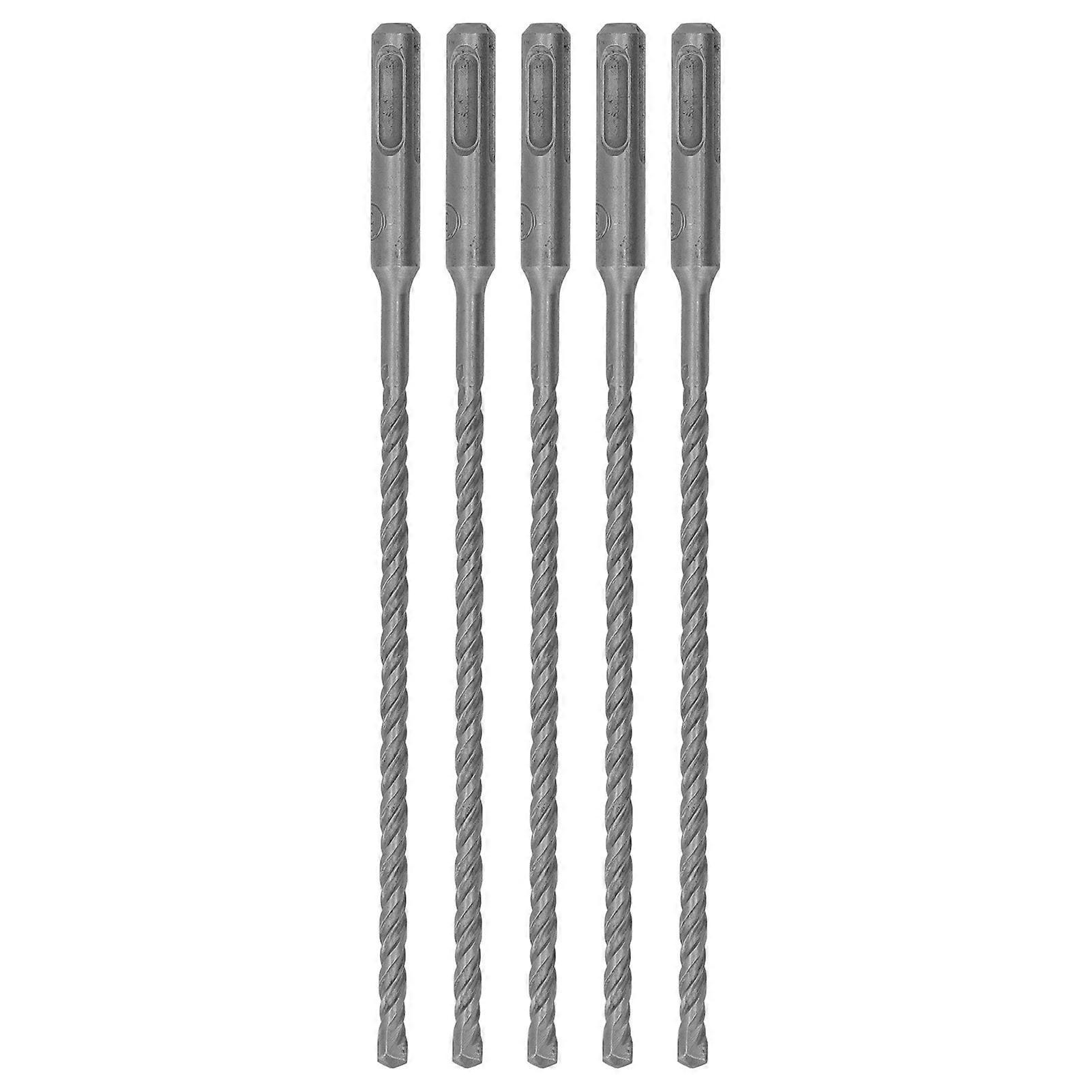 MechKit Impact Drill Bit Impact Drill Bits, 5PCS Carbide Tip Rotary Hammer Bit Set, 2 Flute Spiral Bits for Brick and Concrete, 210mm Length, 6mm
