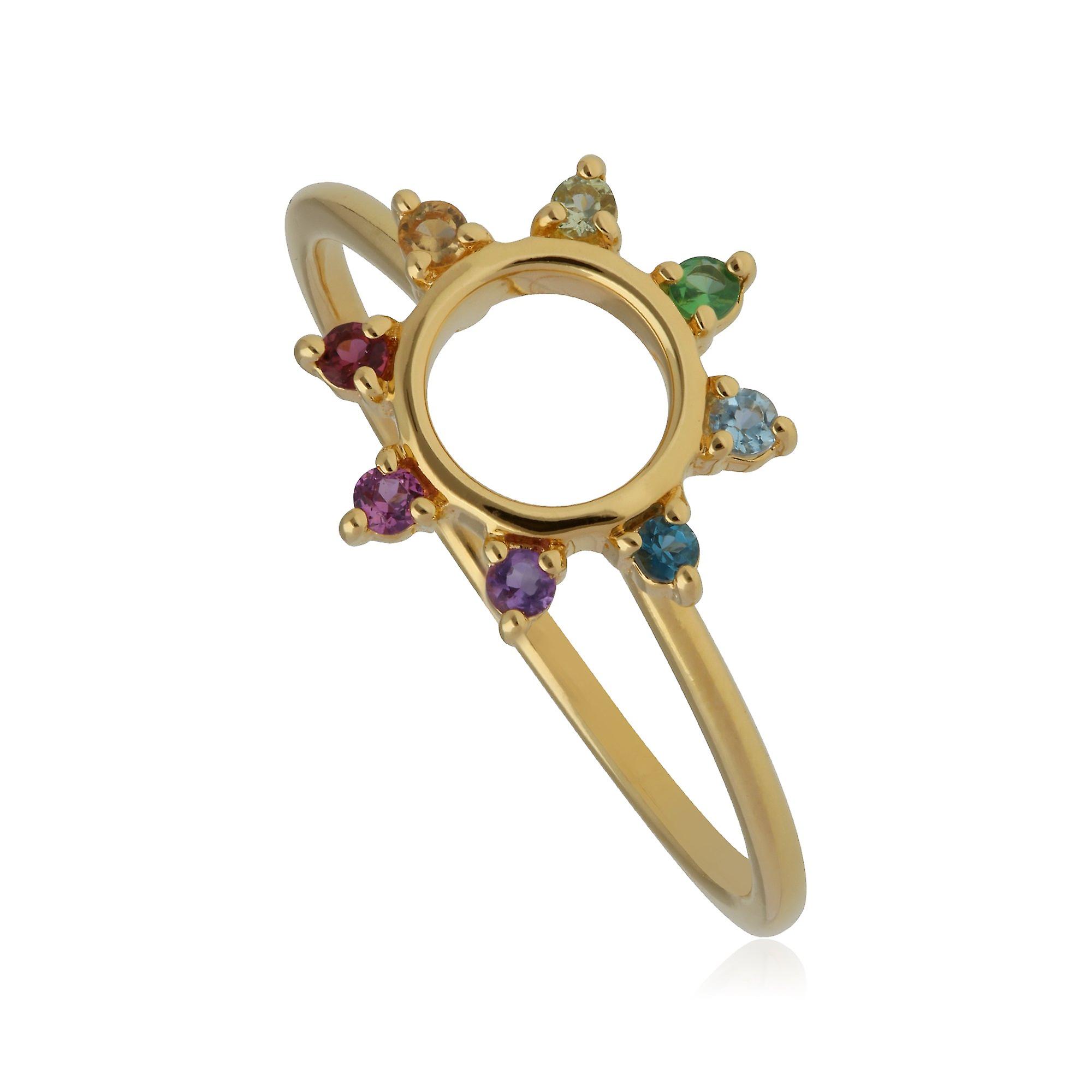 Rainbow Sunburst Ring in Gold Plated Sterling Silver 270R059701925
