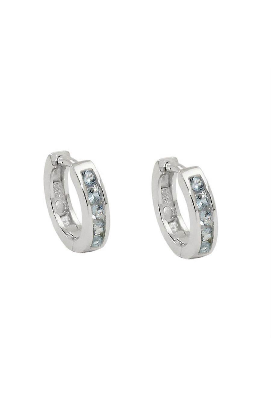 Hoop Earrings Zirconia Blue Silver 925 - Gl93778