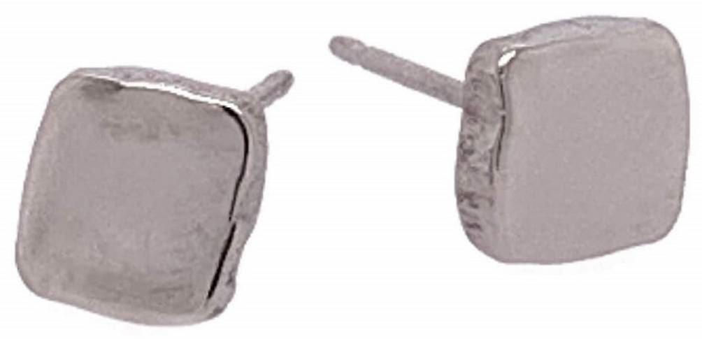 Ti2 Titanium Squashed 8mm Square Stud Earrings - Natural Brushed