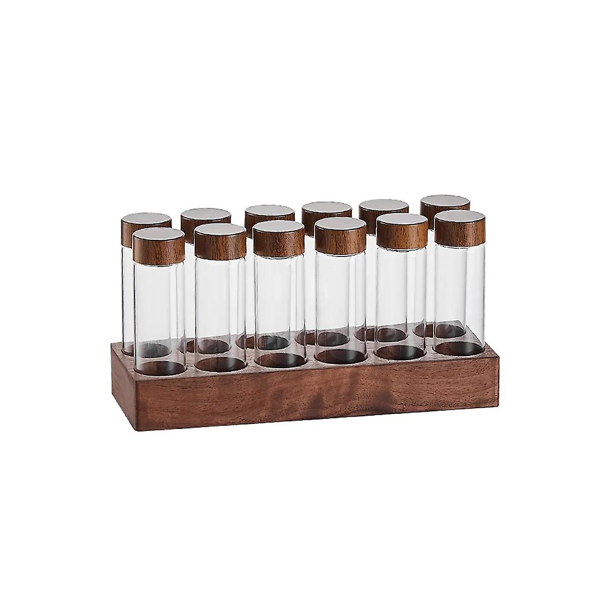 Bean Glass Storage Container Display Rack Walnut Tea Tube Bottle Accessories Tools Coffee Set