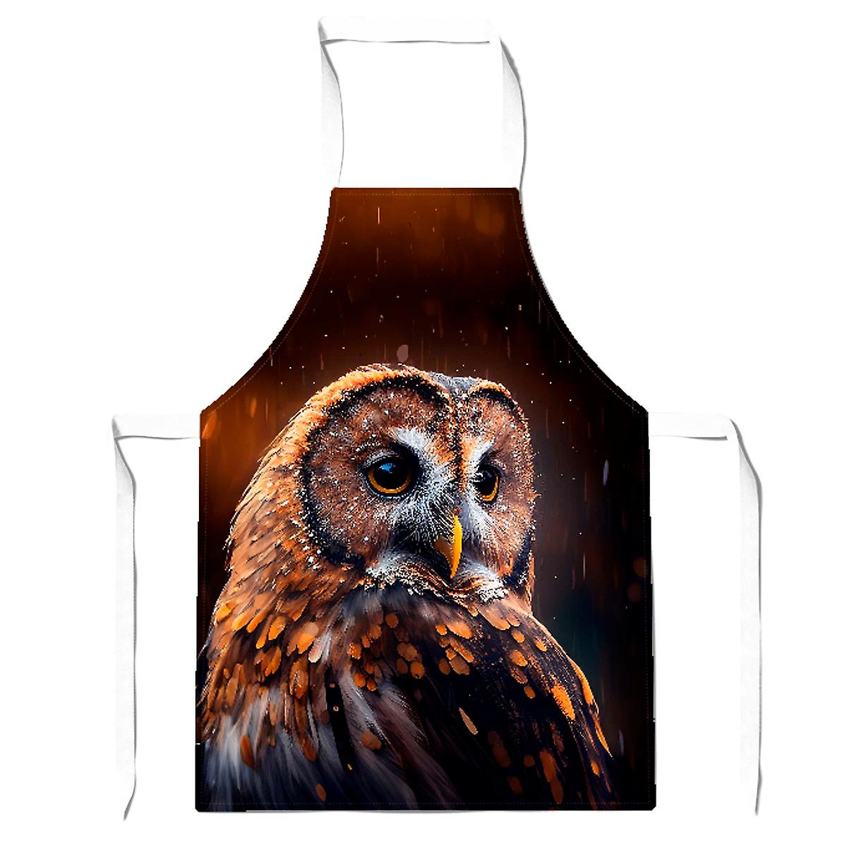 Tawny Owl Face Splashart Dark Background Apron