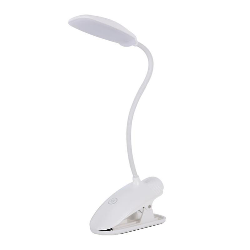 LED Reading Light - Rechargeable Clip-On Table Lamp with USB Cable, White