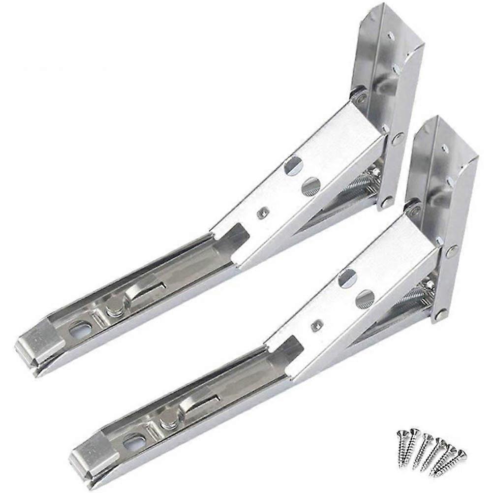2 Pcs Folding Shelf Brackets Stainless Steel Collapsible Wall Mounted Shelf For Diy Bracket