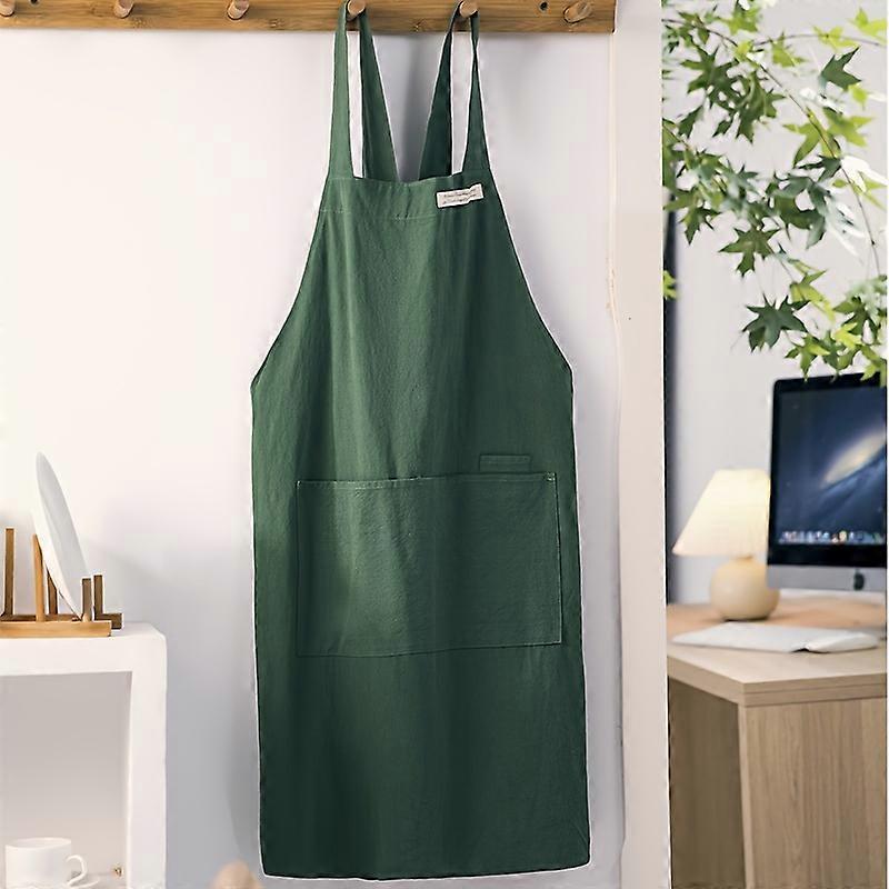 1pc, Linen Apron, Cross Strap Apron With Pockets, Chef Uses Apron For Gardening, Cooking, Baking, Flower Shop Painting, Barista, Work Clothes