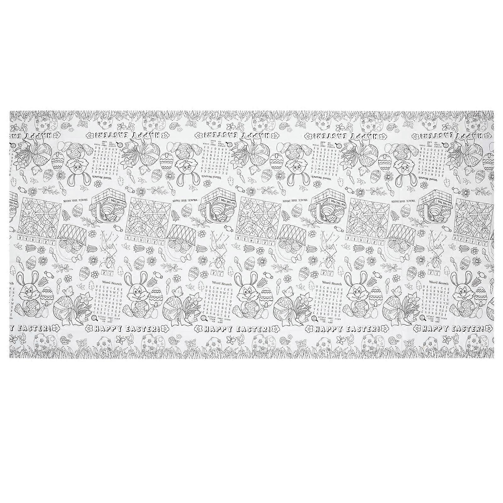 Easter Coloring Tablecloth Happy Easter Rectangle Paper Table Cloth Easter Holiday Party Decor