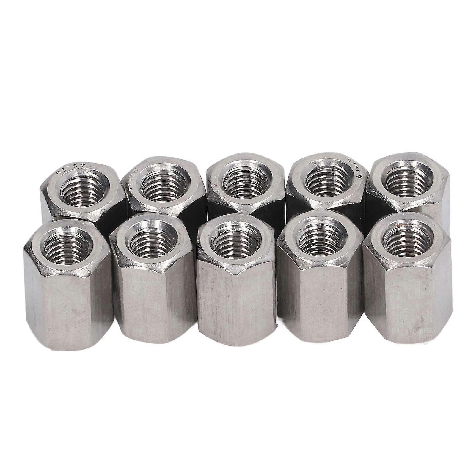 10pcs Hex Coupling Nuts 304 Stainless Steel Long Rod Coarse Hex Connection Nut M10 Thread