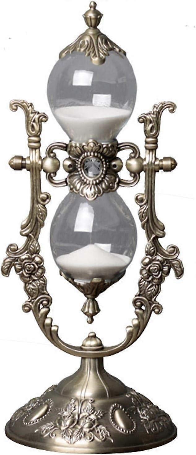 Hourglass Timer, 15 Minutes Hourglass Timer, Embossed White Sand Metal Glass Hourglass Timer, Used f