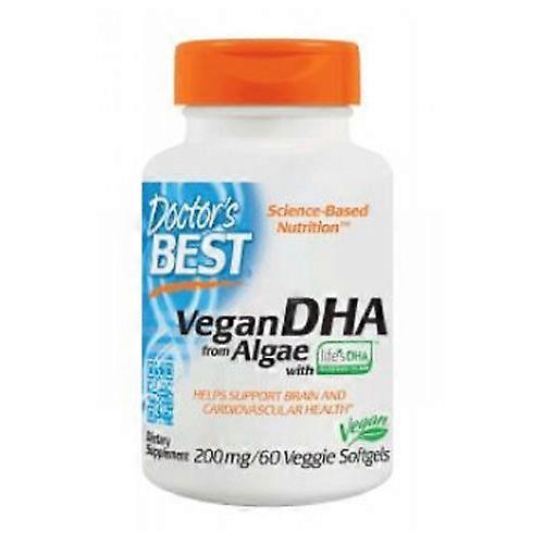 Doctors Best Vegan DHA, 200 mg, 60 Veggie Soft Gels (Pack of 1)