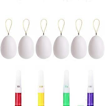 Fruushop Spielzeug 6 PC Bemalte Graffiti Eier Imitation Eier Modell Ostereier Unvollendetes Kinderspielzeug Kleinkind Spielzeug Kinder Diy Gemalt Weiß Kinder Kit-10ml 
