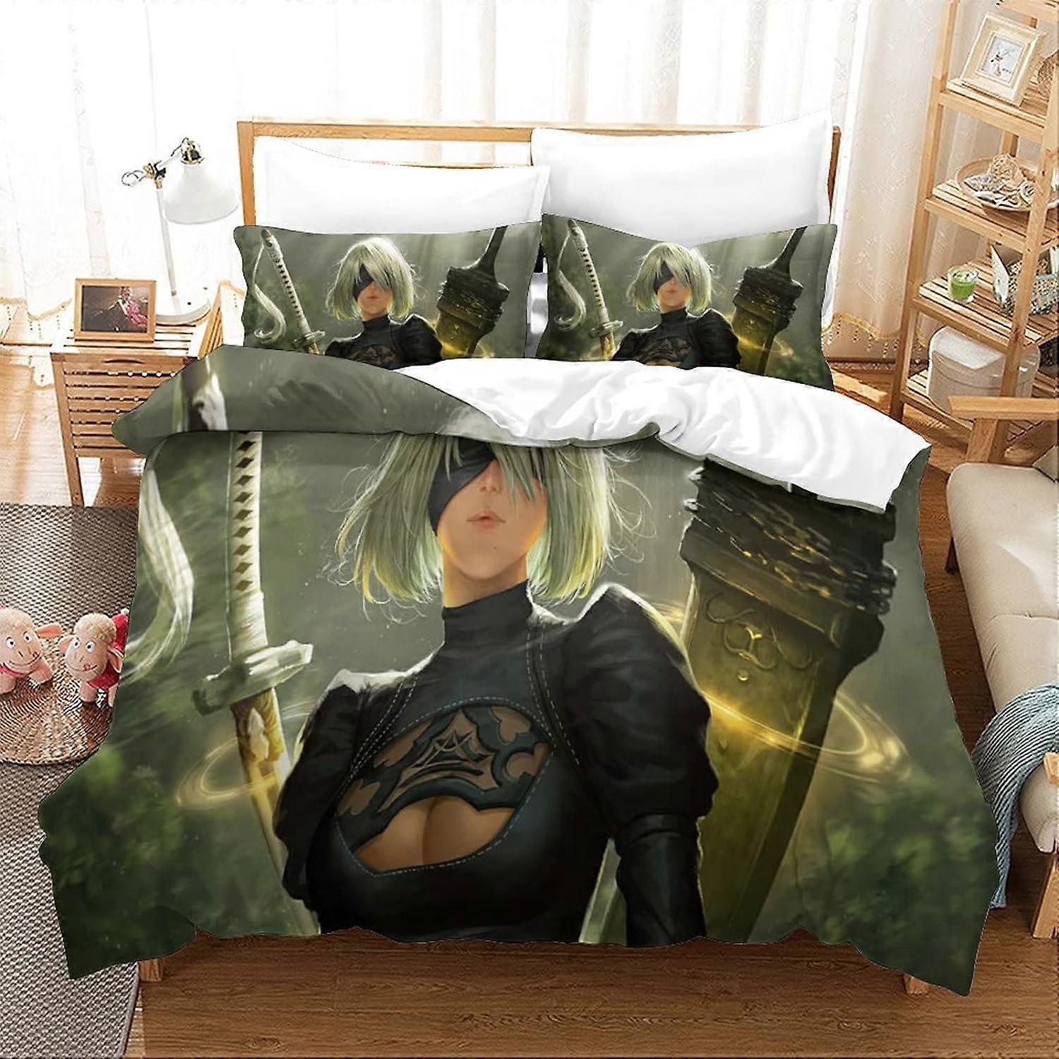 Nier Automata Bedding Set Game Parts Printing D Microfiber Duvet Cover Yorha No Type B with Pillowcases King 135*200 CM