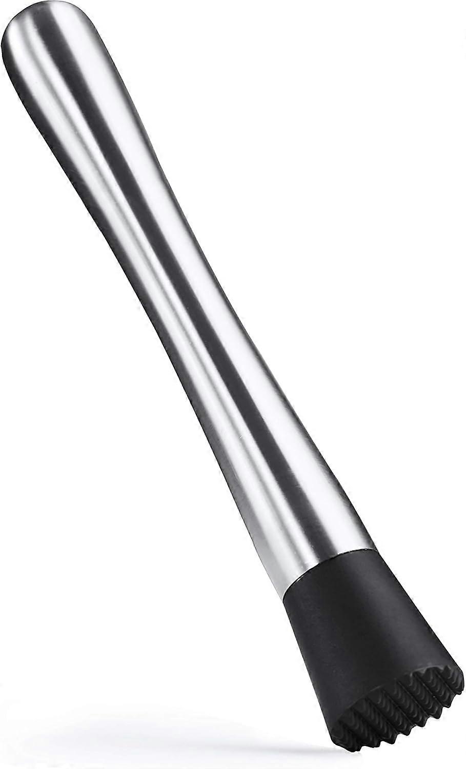 鸡尾酒捣棒 8 英寸不锈钢专业酒吧杵水果粉碎机，带凹槽尼龙头，用于制作莫吉托混合物和其他饮料