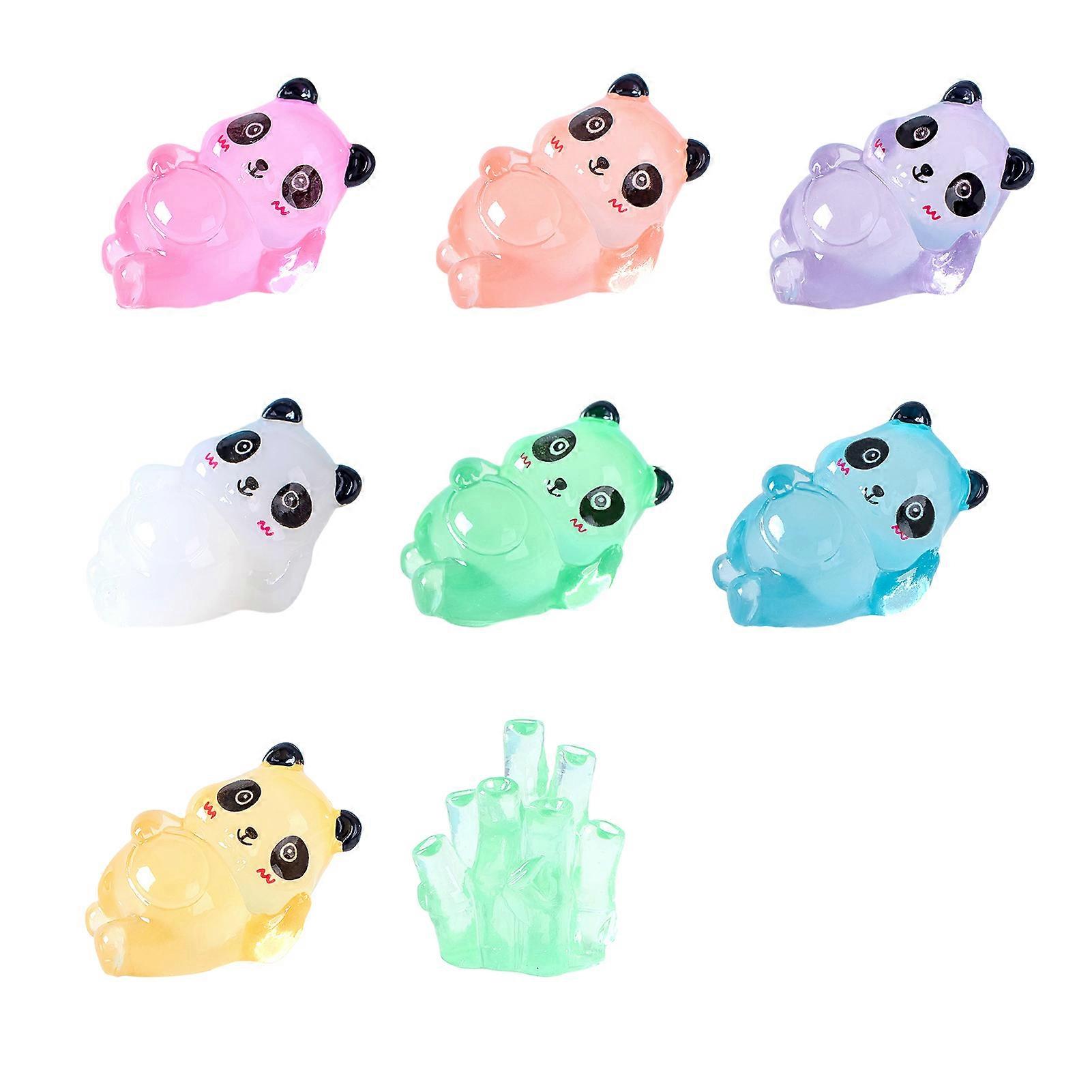 8Pcs Luminous Little Panda DIY Decoration Set Waterproof Rust-proof Solar Powered Glow in The Dark Ornaments