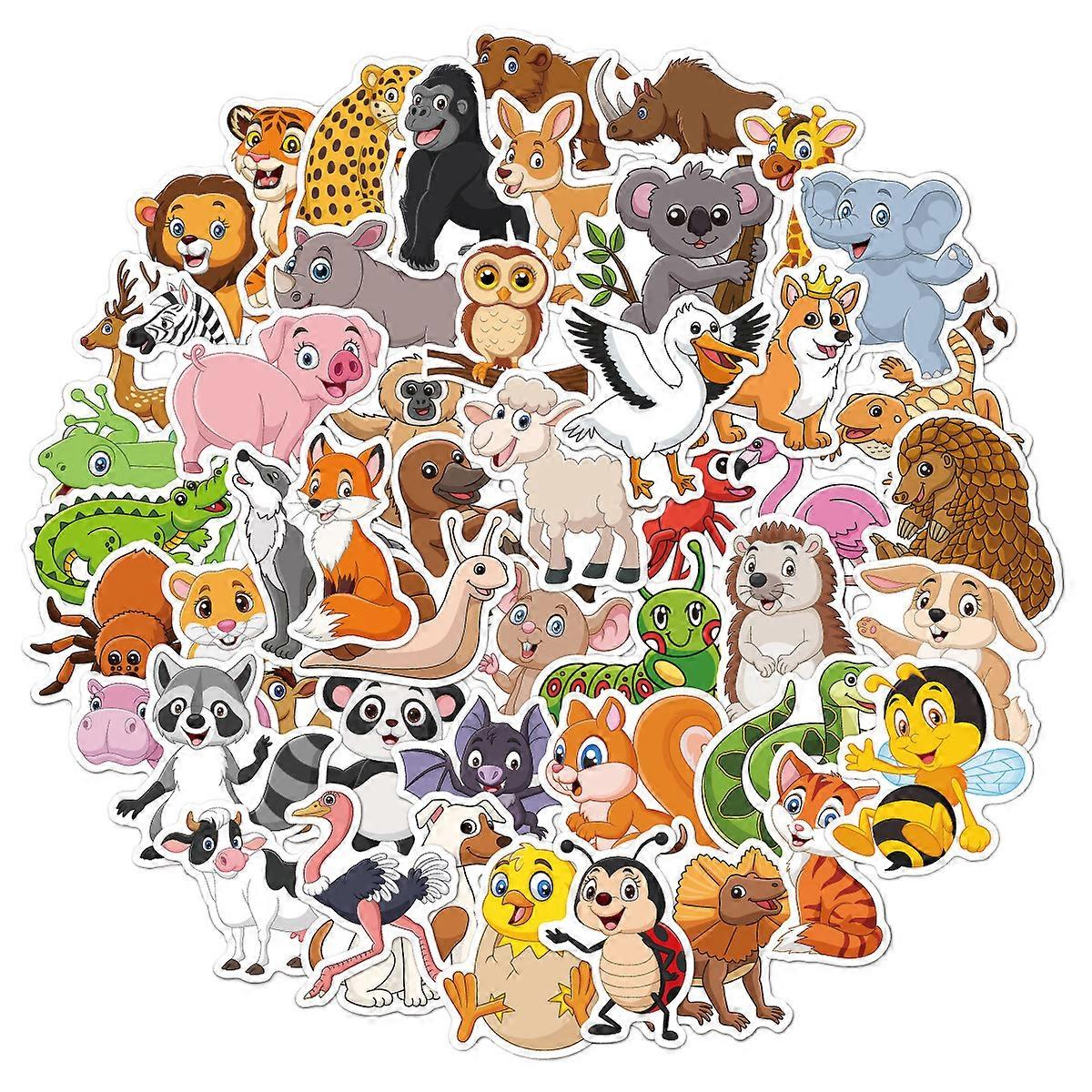 50pcs cartoon animal stickers-forest