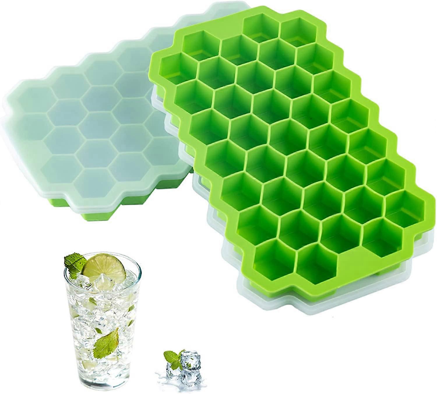 2 Pieces Silicone Ice Cube Molds 74 Compartment Reusable Hexagonal Ice Cube Molds