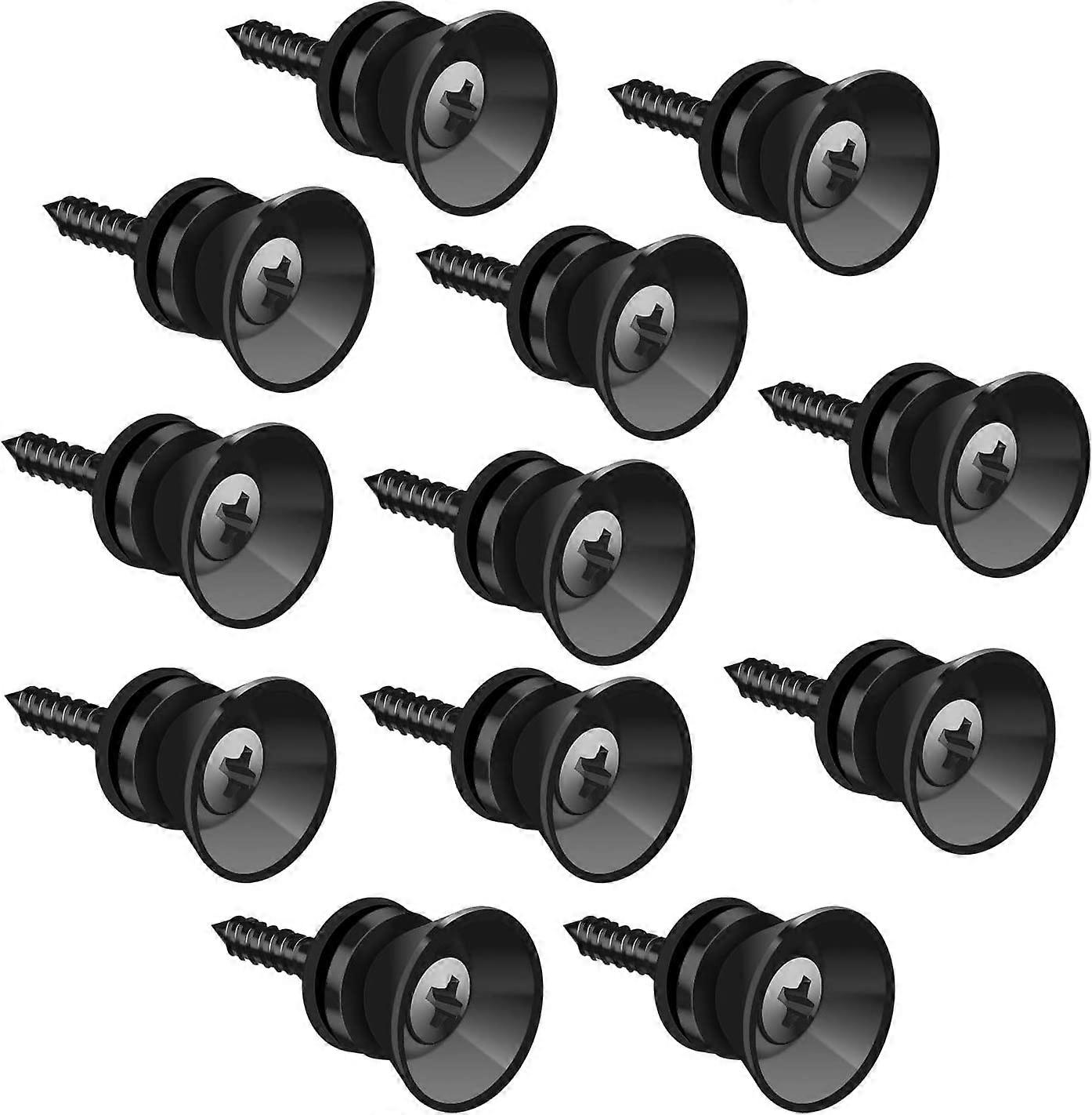 12 pieces 2.3x1.2cm Guitar strap button with kit, strap lock, solid metal jars end (black)