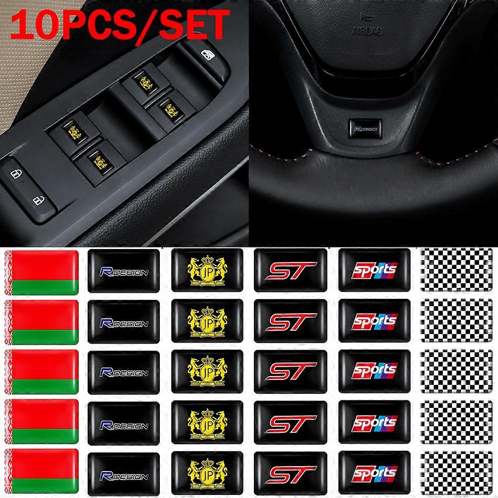 10PCS 3D εποξειδικά εξαρτήματα τιμονιού στυλ αυτοκινήτων για Fiat ABARTH Subaru STI Chevrolet LADA αυτόματη εσωτερική διακόσμηση ετικέττα JOHX
