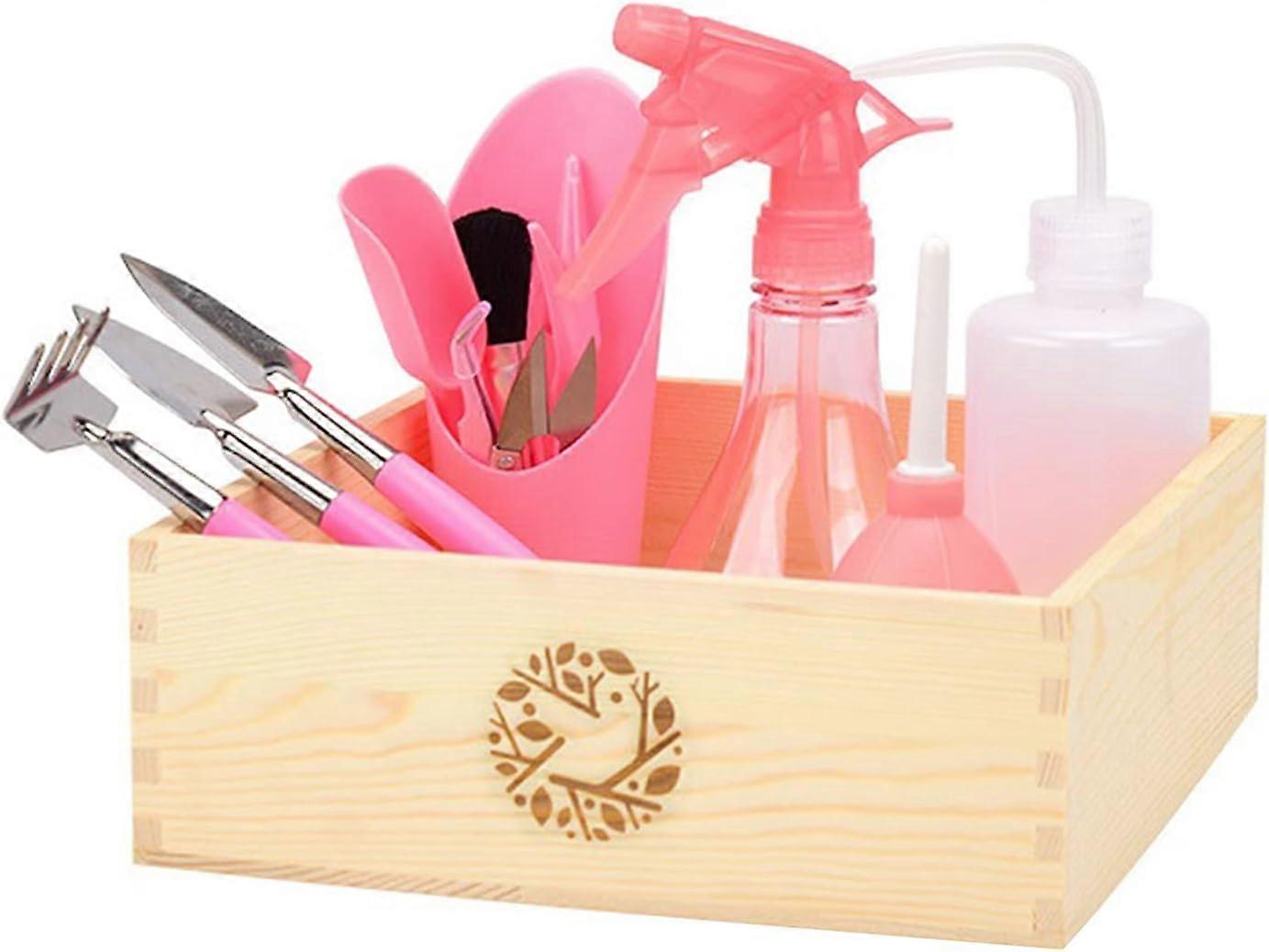 木製ガーデニングツールボックスと14ミニプラントツールのセットは、多肉植物ローズ