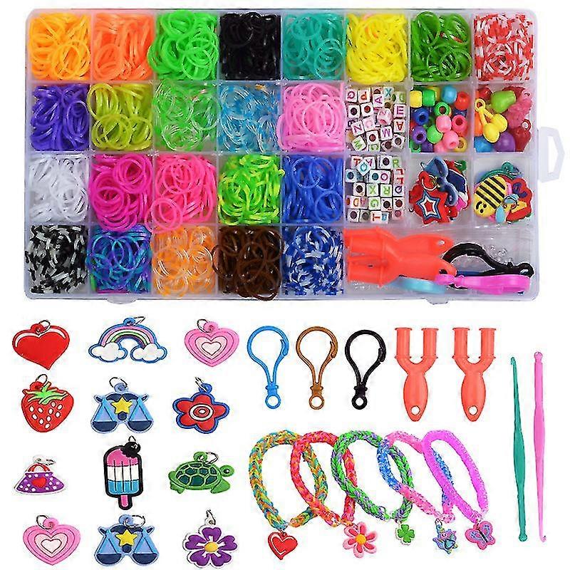 2500+ Loom Bands Kit, 30 Colors Loom Rubber Bands For Diy Refill Bracelet Making Craft Kits, Loom Twist Bands With More Accessories In Storage Case Fo