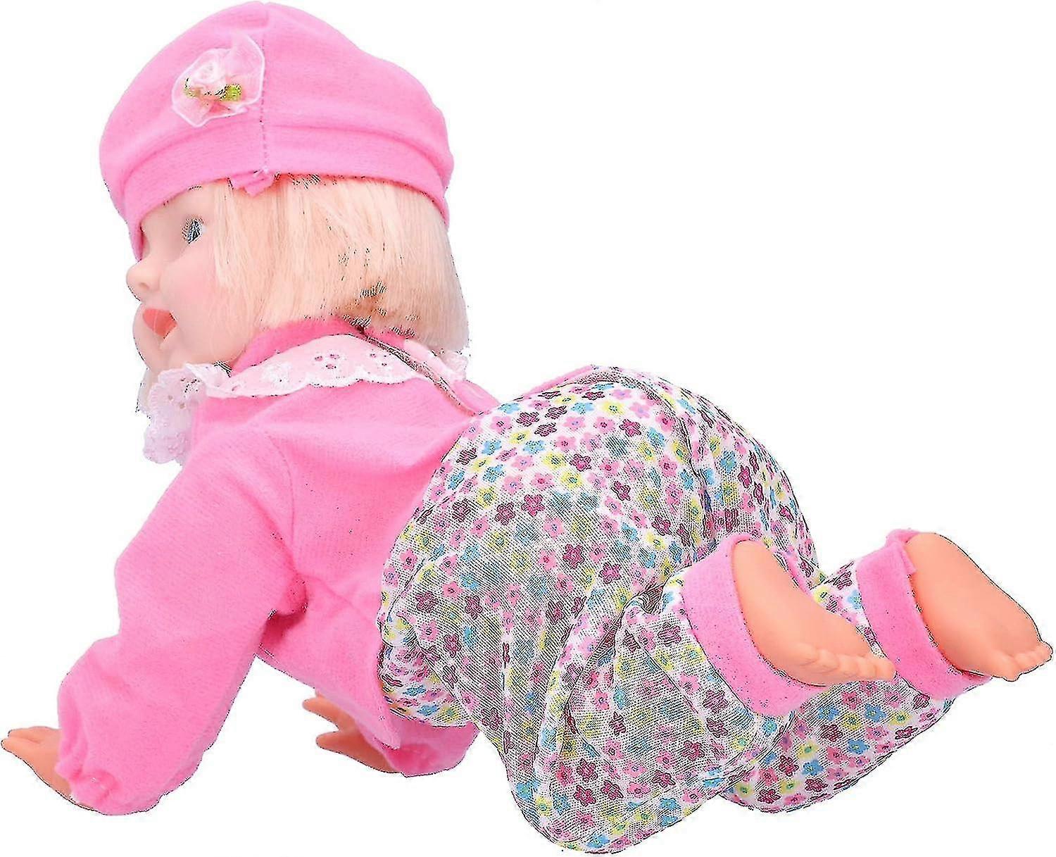 دمية الزحف ، دمية طفل الزحف لعبة الزحف لعبة الأطفال التفاعلية يضحك يتحدث الغناء الزحف (11.5in L فتاة) - KeJ