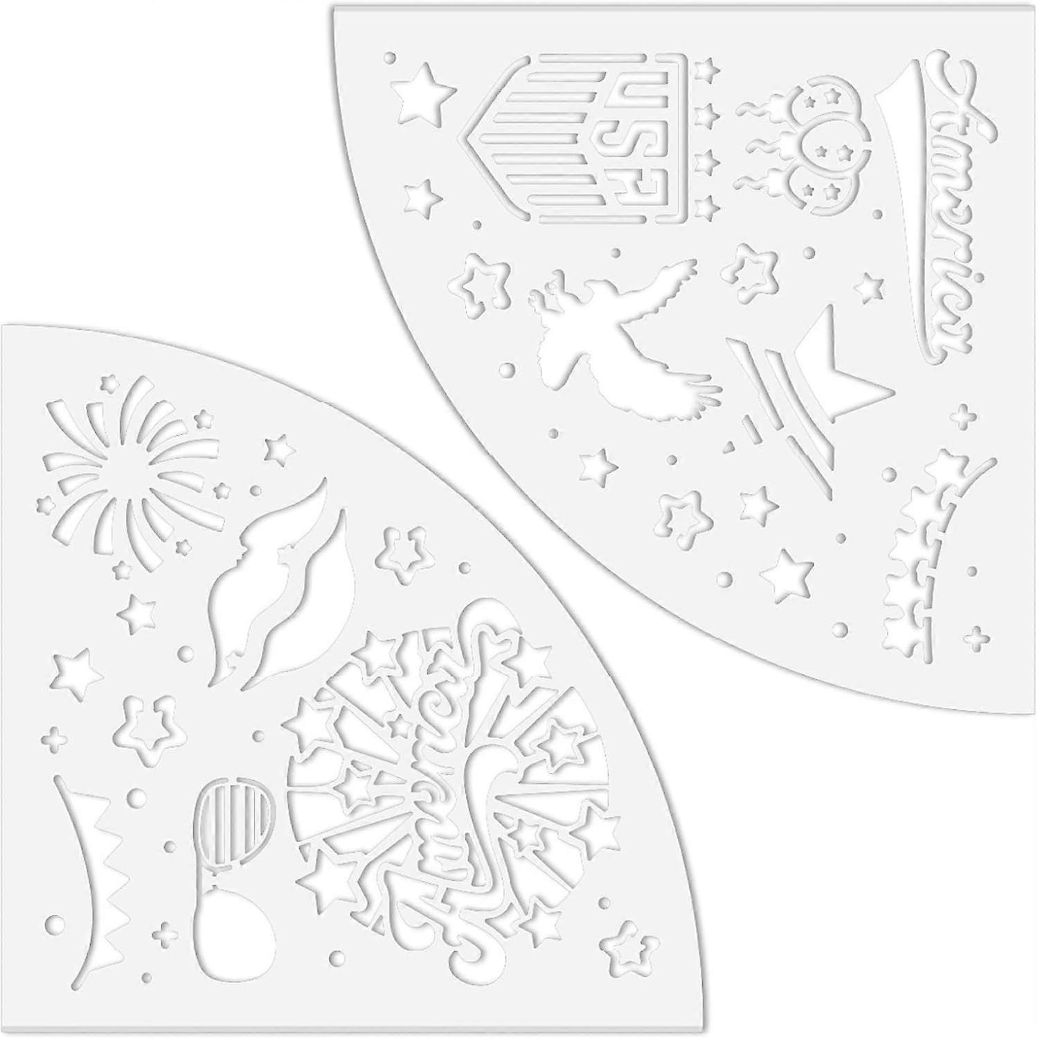 2Pcs Eagle Sleeve Stencils Acrylic Tie Dyeing Stencils Bleached Shirt Template Independence Day Painting Reusable Fan DIY for Scrapbooking Art Craft W