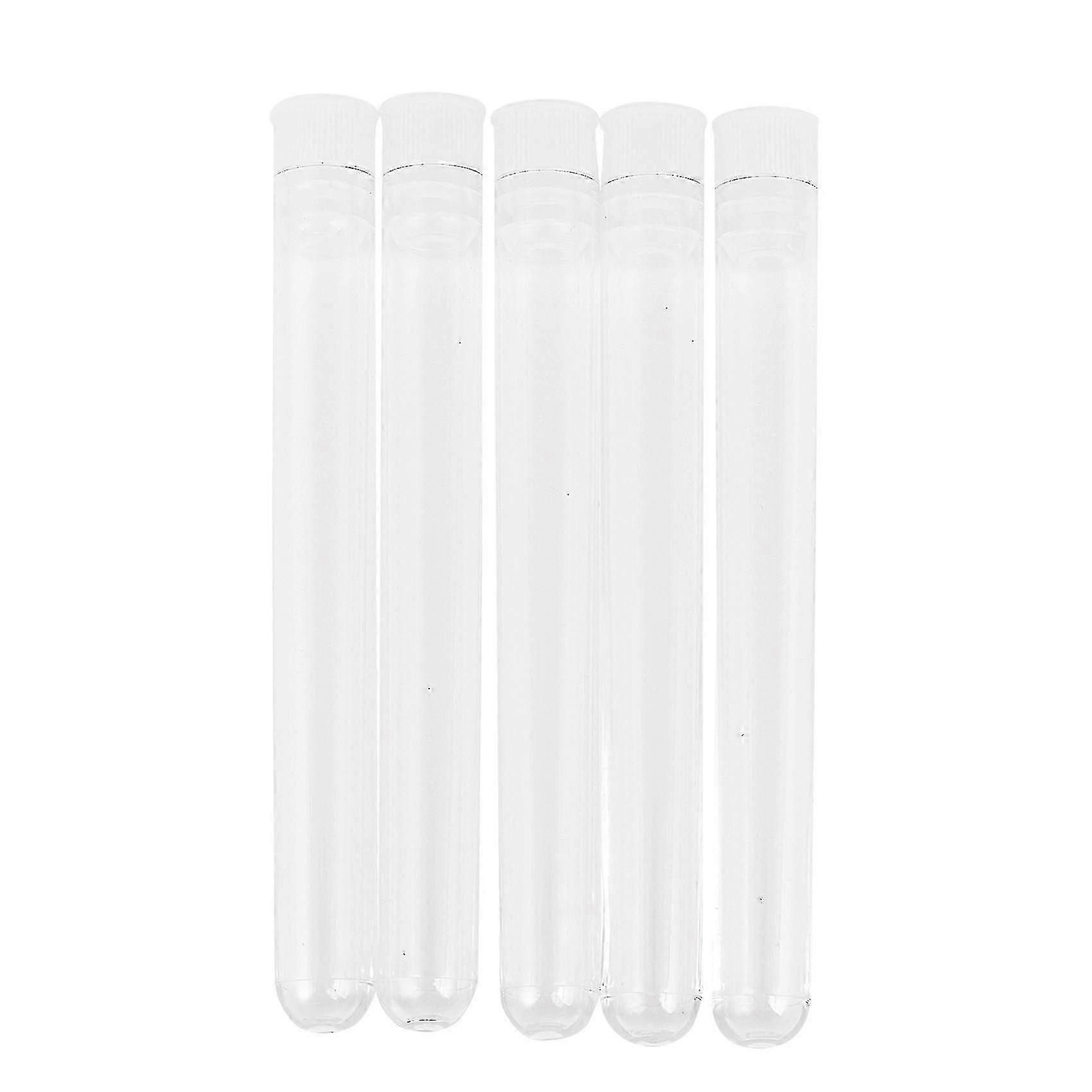 100pcs Clear Plastic Test Tube With Cap 12x100mm U-shaped Bottom Long Transparent Test Tube Lab Sup