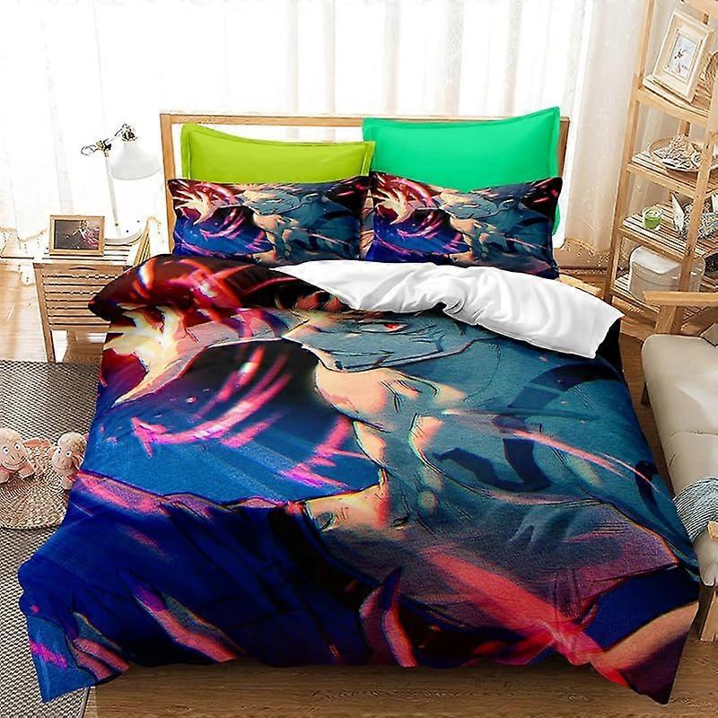 o273 Cartoon-on Ani-me Du-vet Cove-r Roupa de Cama Jujutsu-Kaisen-3 Peças-Set,Cama- Duvet Cove-r com-Pillo-wcases, Su-per Edredão Macio Co-ver com-Pillo-wc