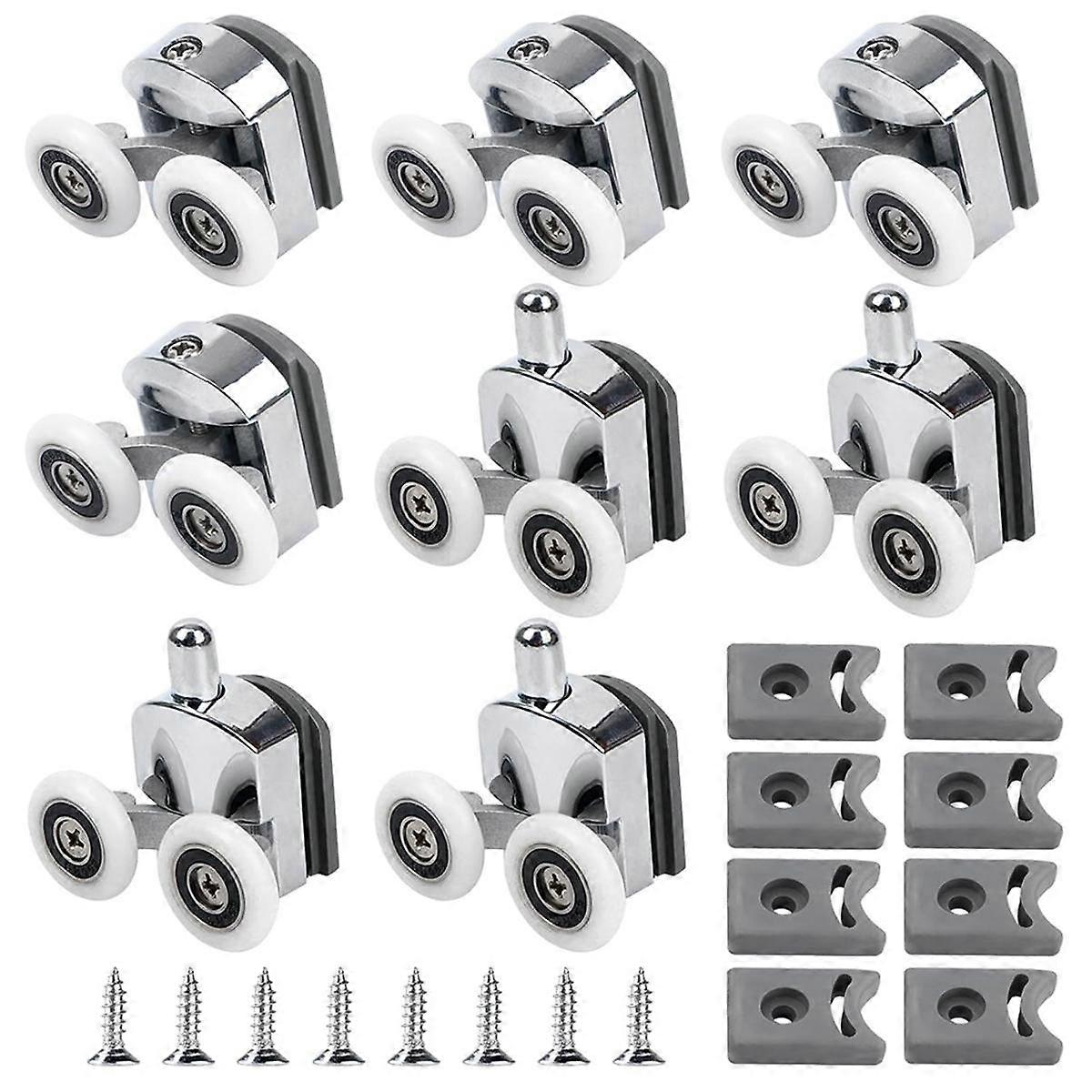 Curved Shower Door Rollers, 8Pcs Shower Glass Door Rollers, Replacement Shower Door Wheels, for Cur