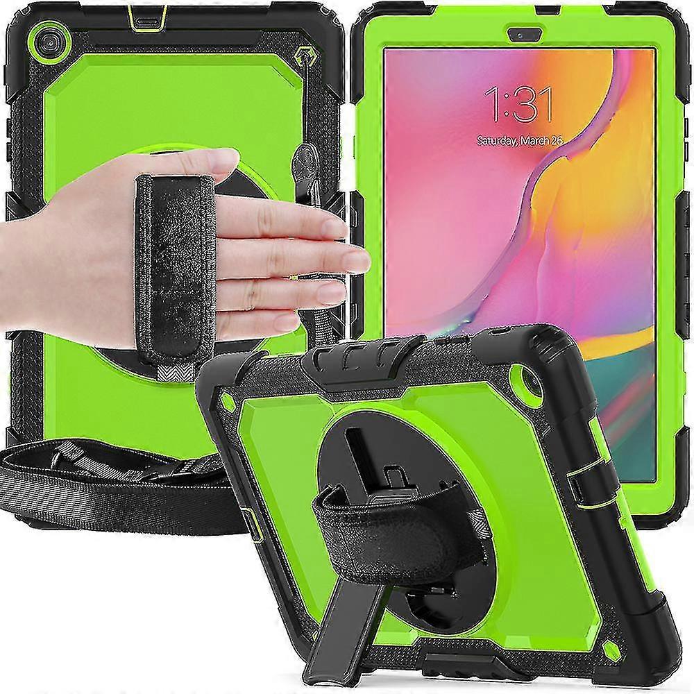 Tablettskydd För Samsung Galaxy Tab A 10,1" T510/T515 Skydd, Inbyggt Skärmskydd + 360 Graders Vridbart Stativ + Handrem