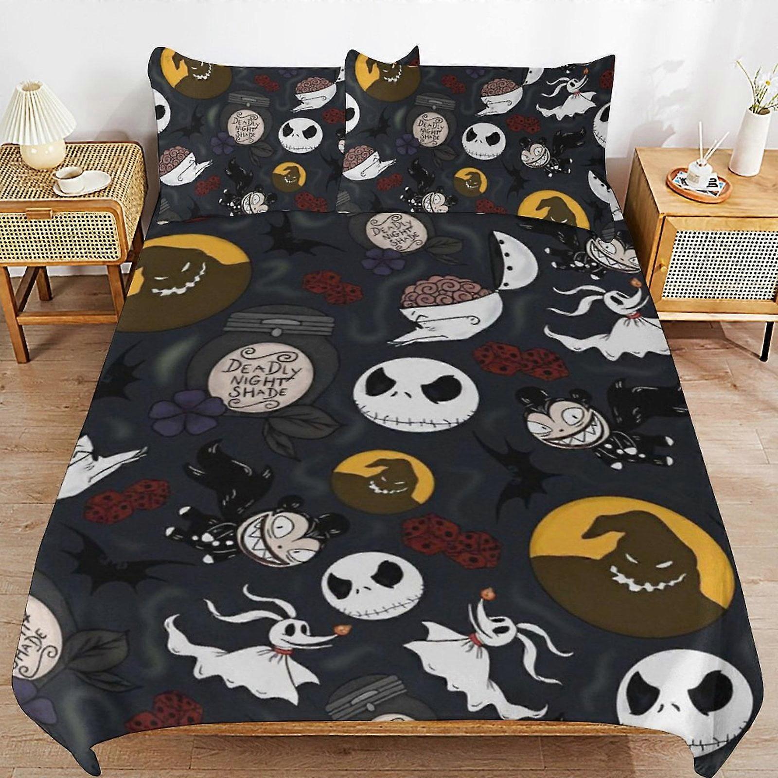 a1645 O Pesadelo Antes do Natal Conjunto de Capa de Edredom, Conjunto de Cama de 3 Peças 86x70" Conjunto de Capa de Edredom Decorativa com Impressão Dupla Face (1 Capa de Edredom +