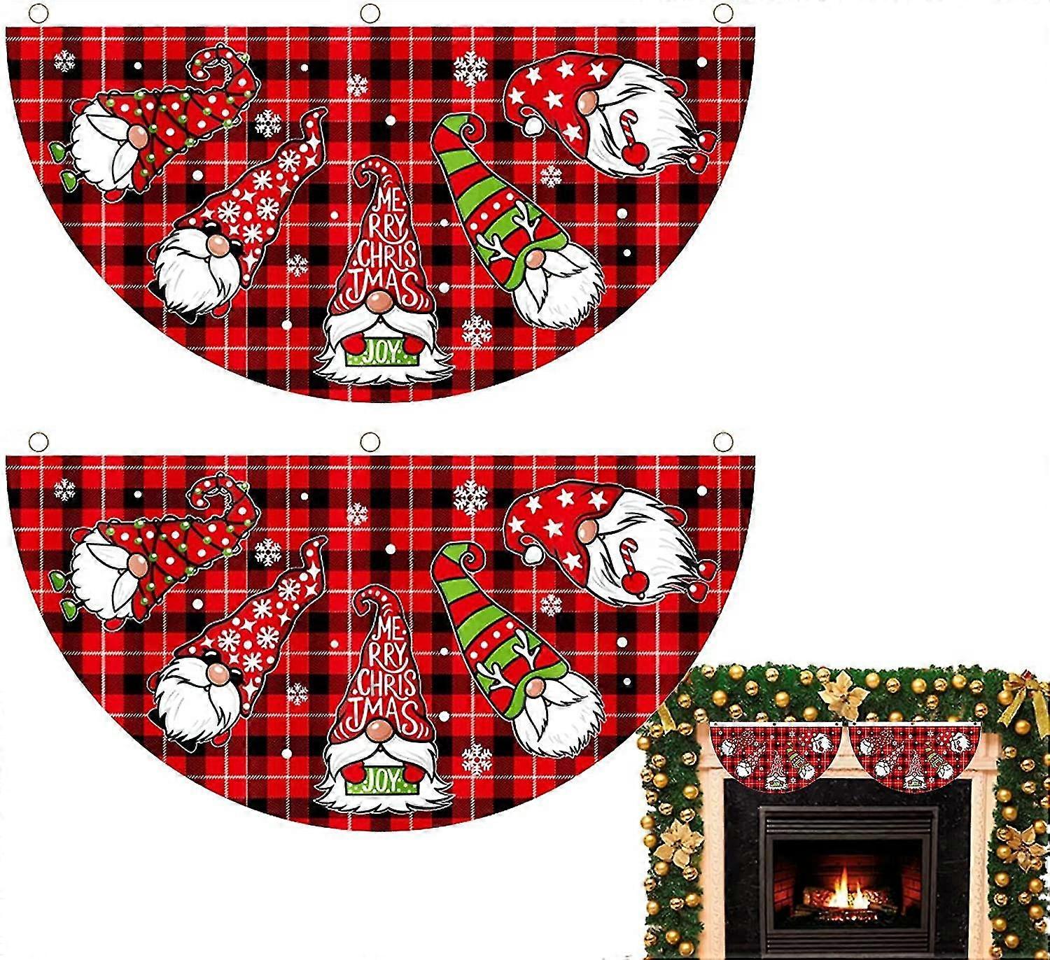 דגל גן חג המולד בצורת מאוורר - דגל בד חג המולד 2 יחידות - עם גרומטים