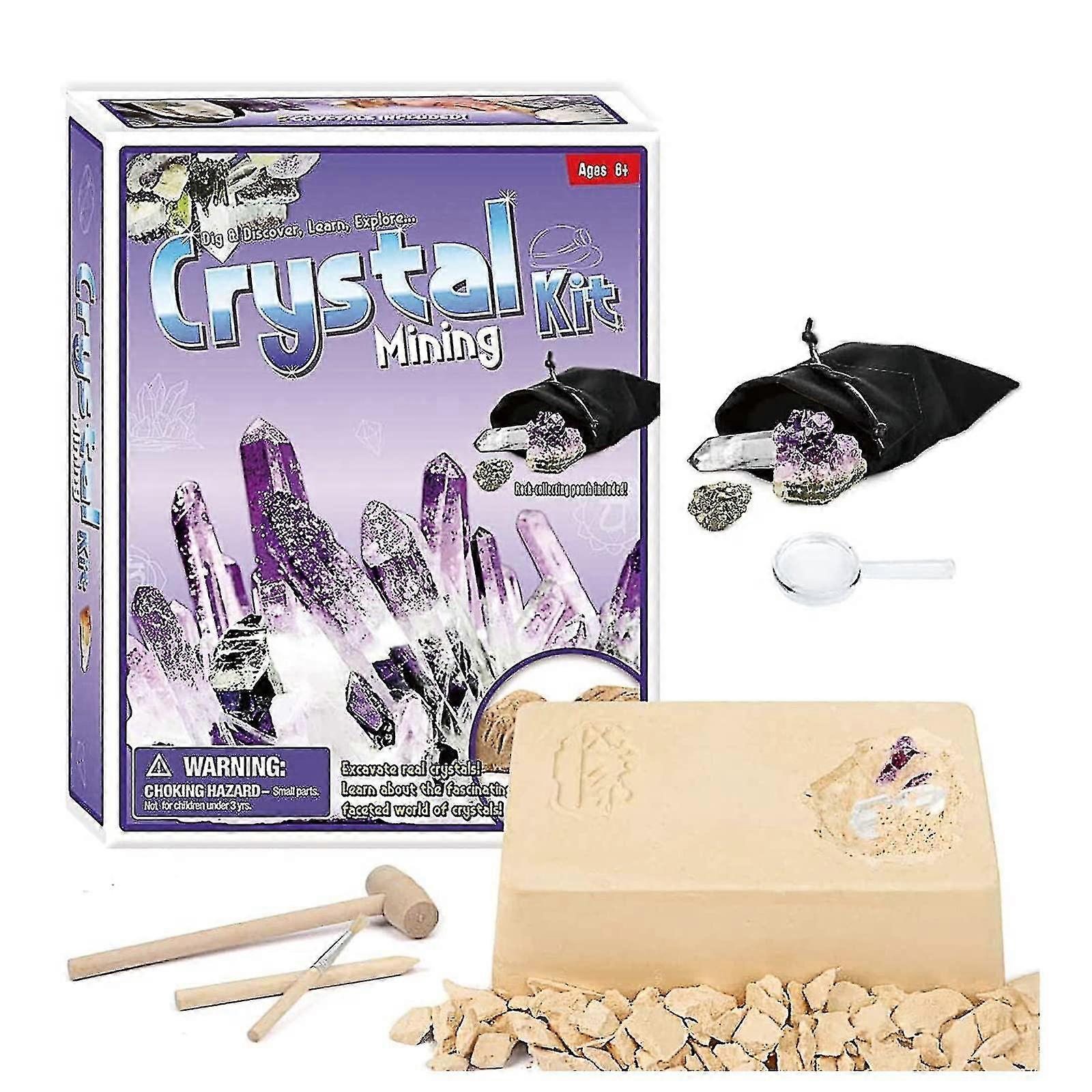 Crystal Mining Kit, Simulated Gemstone Dig Kit With Dig Brick Including Random Style Crystal Stones Mining Tools New