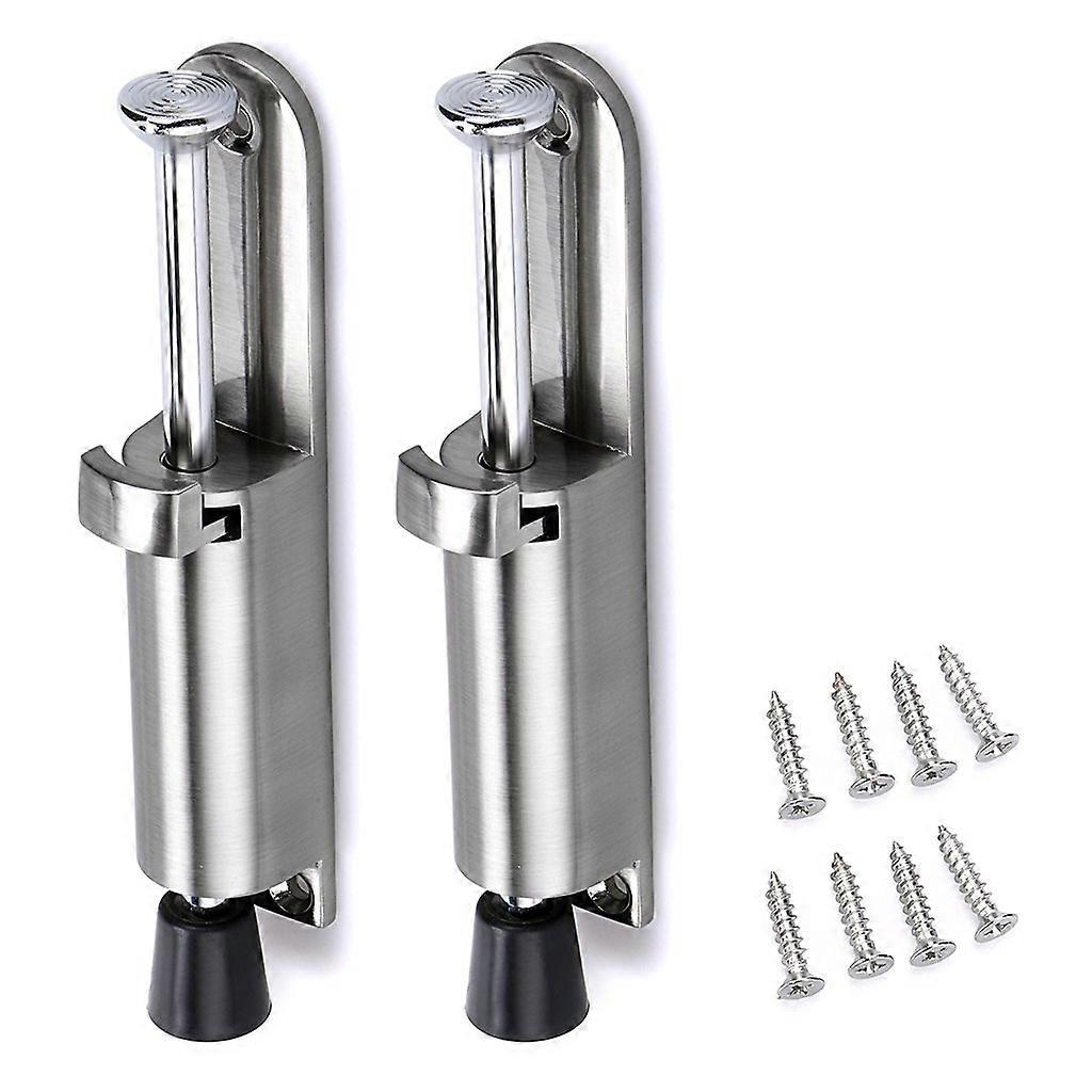 2 pcs Stainless Steel Kick Down Door Locks Stopper Holder Spring Loaded Adjustable