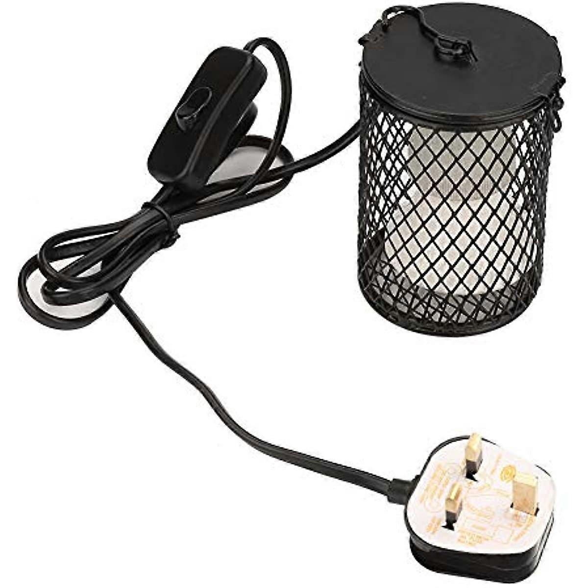 3 in 1 Sürüngen Isı Lambası Guard ile 100W Kızılötesi Seramik Isı Yayıcı Güneşlenme Isıtıcı Lambası Güç Anahtarı ile Anti-Isırma Kafesi ve Kertenkeleler Tor için Kanca