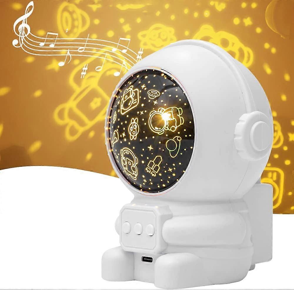 Night Light Projector for KidsAstronaut Night Light for Kids with 8 Projection Films, 360 Degree Rotating - 4 Color Changing 12 Built-in Songs Kids