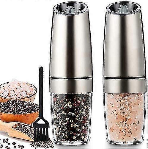 Pepper Mill Set With Gravity 90 Degree Tilt Sensor, Electric One Hand Salt