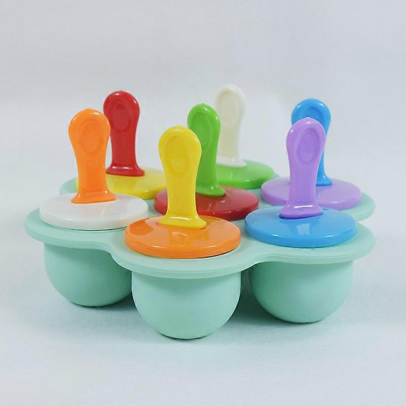 Popsicle Molds Silicone 7-Hole Popsicle Mold with Lid Colorful Kids DIY Ice Cream Mold Ice Tray