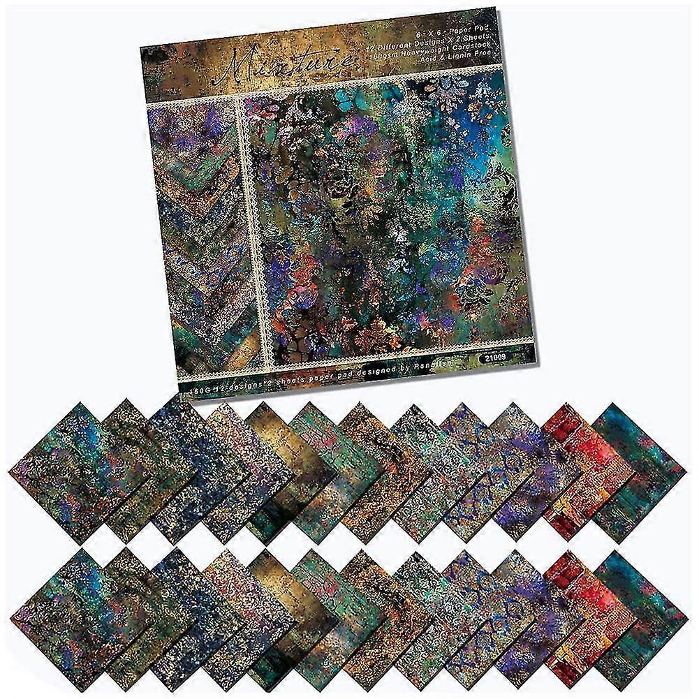 Scrapbook Paper Pad, 24 folhas de mistura de papel colorido, 6 polegadas x 6 polegadas D
